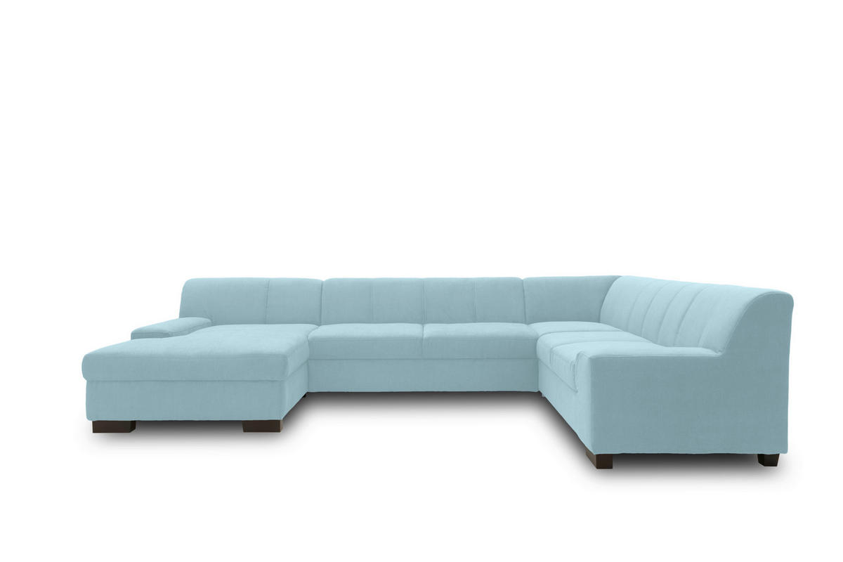 WOHNLANDSCHAFT Pastellblau Webstoff  - Wengefarben/Pastellblau, Design, Holz/Textil (153/328/212cm) - MID.YOU