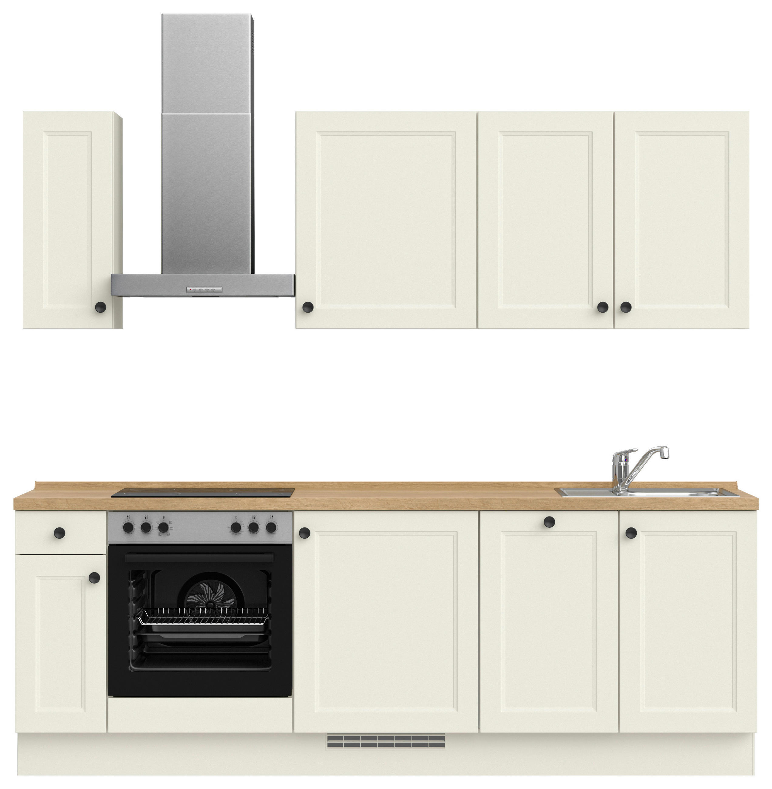 KÜCHENLEERBLOCK 240 cm   in Weiß, Eichefarben  - Eichefarben/Schwarz, MODERN, Holzwerkstoff/Metall (240cm) - Nobilia