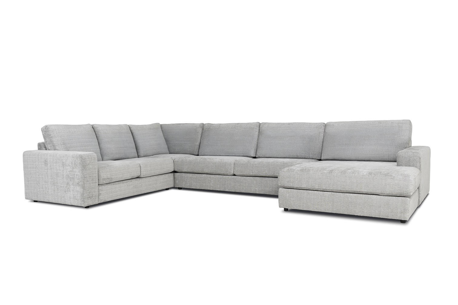 SOFFA i flatväv ljusgrå  - ljusgrå/svart, Klassisk, metall/trä (416/93/175-262cm) - Novel