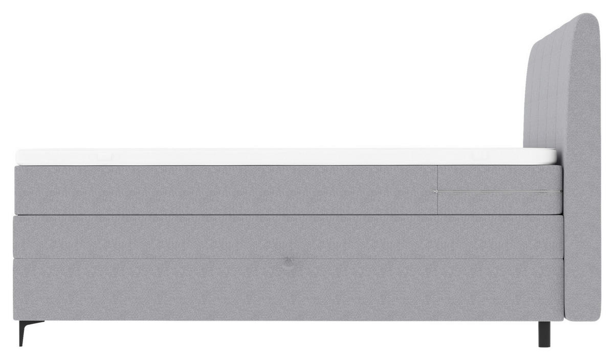 BOXSPRINGBETT 180/200 cm  in Hellgrau  - Hellgrau/Schwarz, KONVENTIONELL, Textil/Metall (180/200cm) - Boxxx