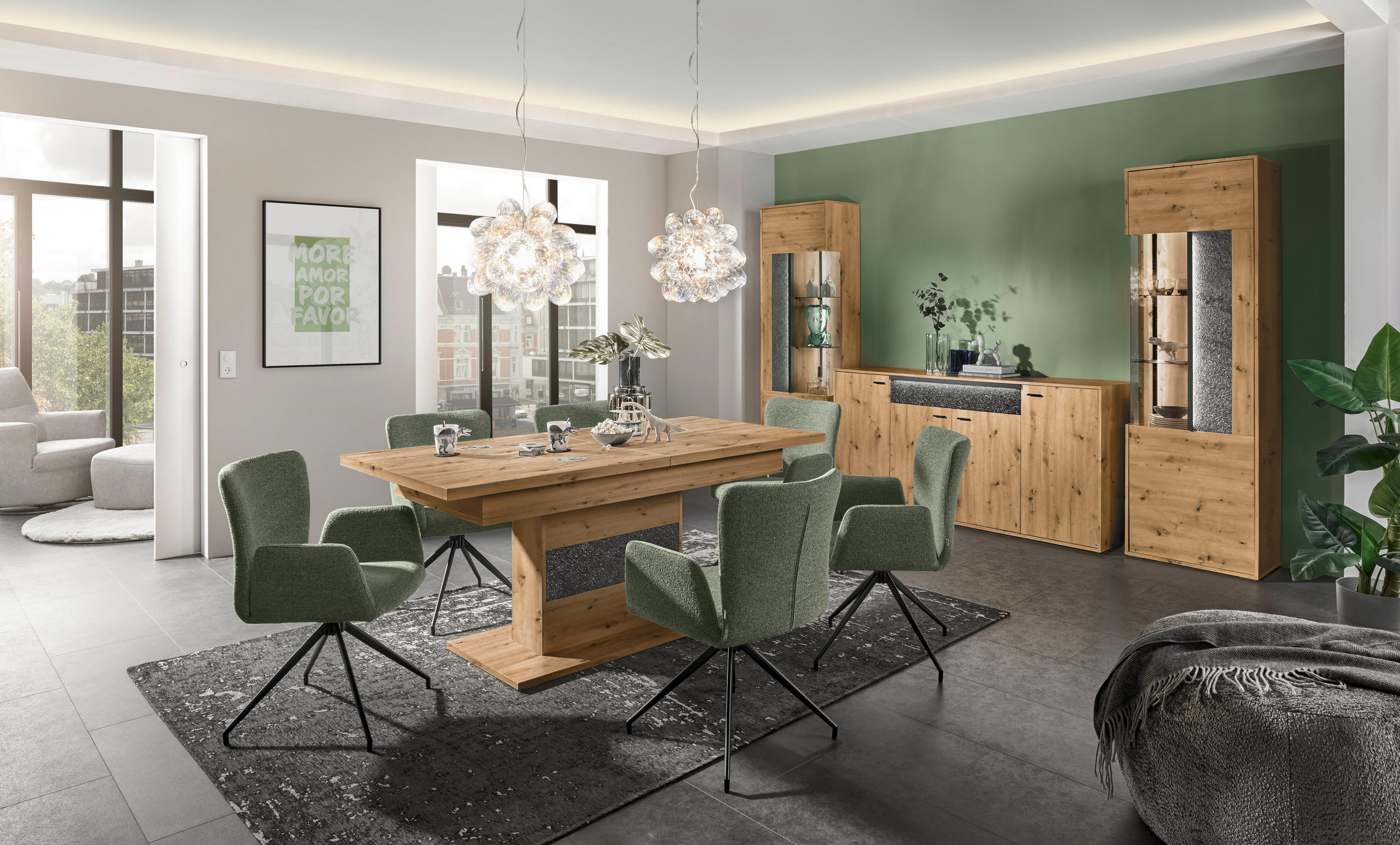 SIDEBOARD  in 183,7/88,6/43,8 cm  - Dunkelgrau/Eiche Artisan, Design, Holzwerkstoff/Stein (183,7/88,6/43,8cm) - SetOne by Musterring