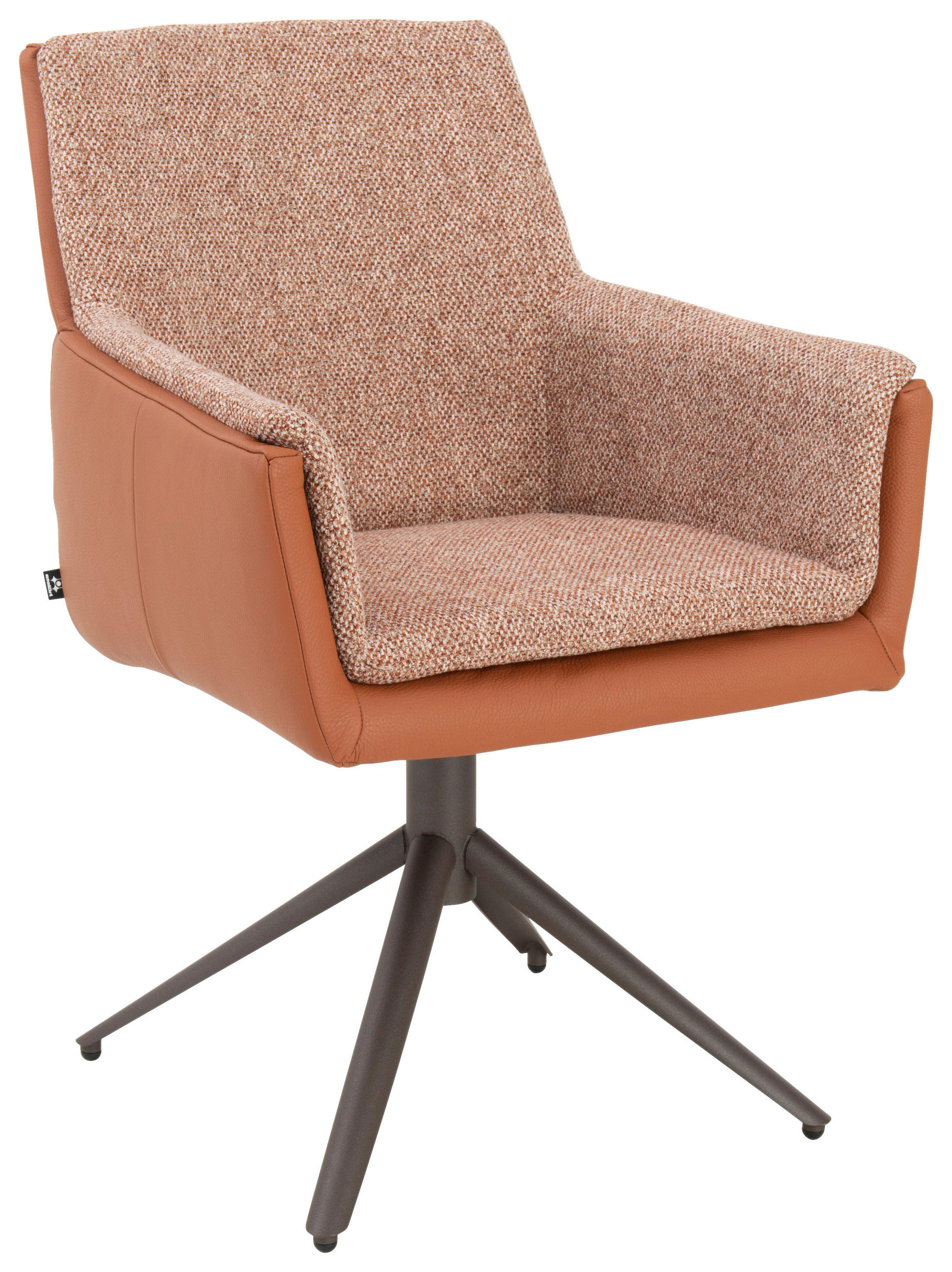 ARMLEHNSTUHL  Sitzfläche 360° drehbar, Stoff-/Lederauswahl Mikrofaser Echtleder  Rotbraun, Cognac  - Rotbraun/Cognac, Design, Leder/Textil (60/90/69cm) - hülsta