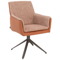 ARMLEHNSTUHL  Sitzfläche 360° drehbar, Stoff-/Lederauswahl Mikrofaser Echtleder  Rotbraun, Cognac  - Rotbraun/Cognac, Design, Leder/Textil (60/90/69cm) - hülsta
