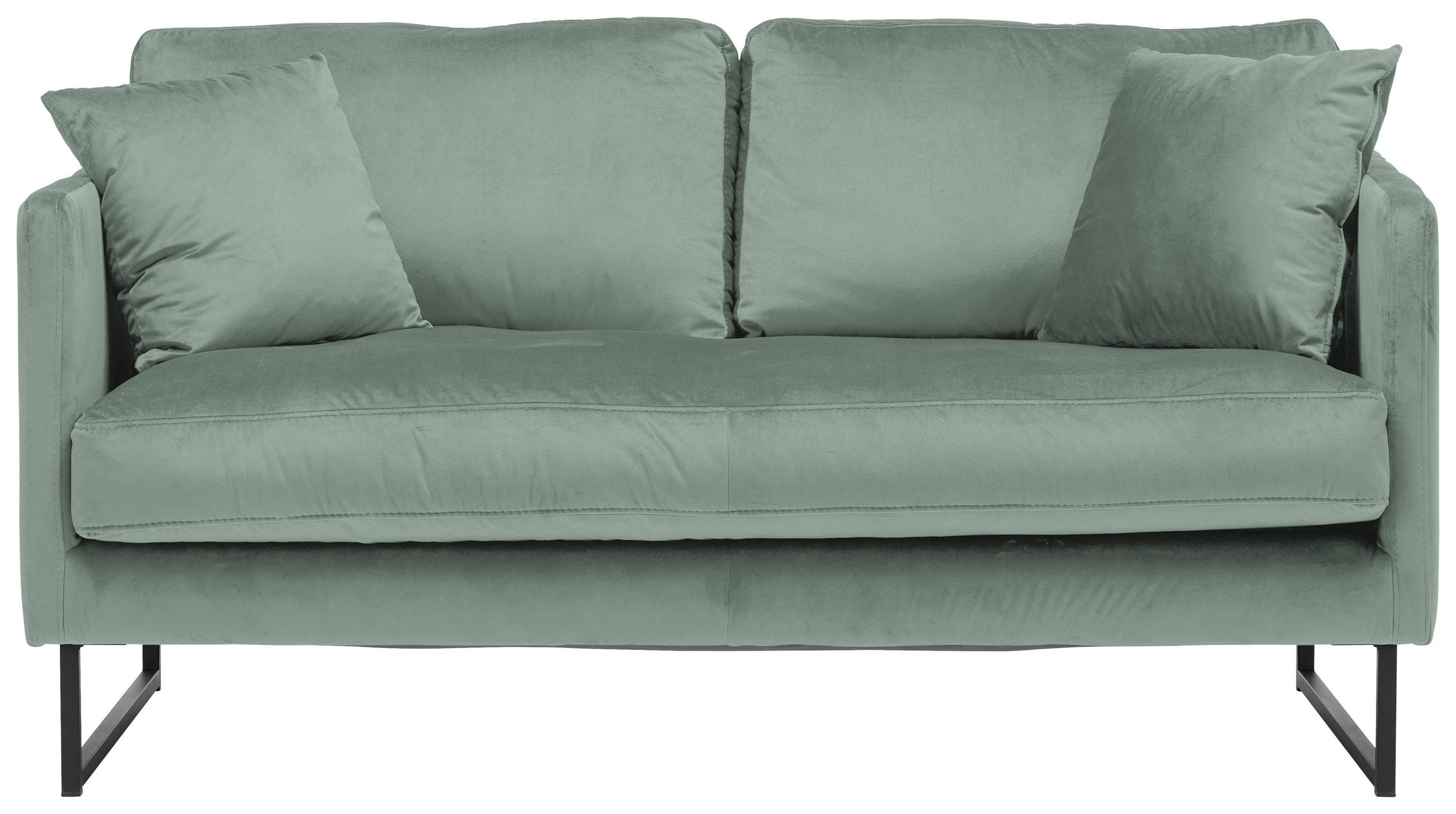 2-SITZER-SOFA in Samt Mintgrün  - Schwarz/Mintgrün, Design, Textil/Metall (150/78/84cm) - Carryhome