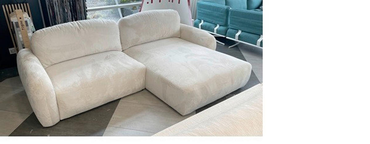 BIGSOFA ADELE in Chenille Creme  - Creme/Schwarz, Design, Kunststoff/Textil (270/85/136cm) - Livetastic