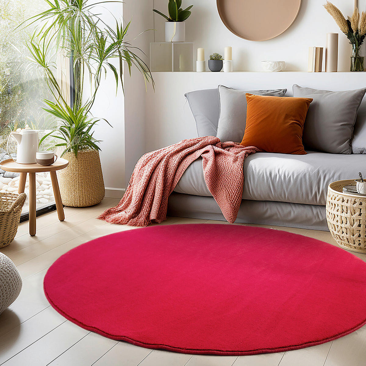 FLACHWEBETEPPICH 200/200 cm Sky Rot  - Rot, Design, Textil (200/200cm) - Novel