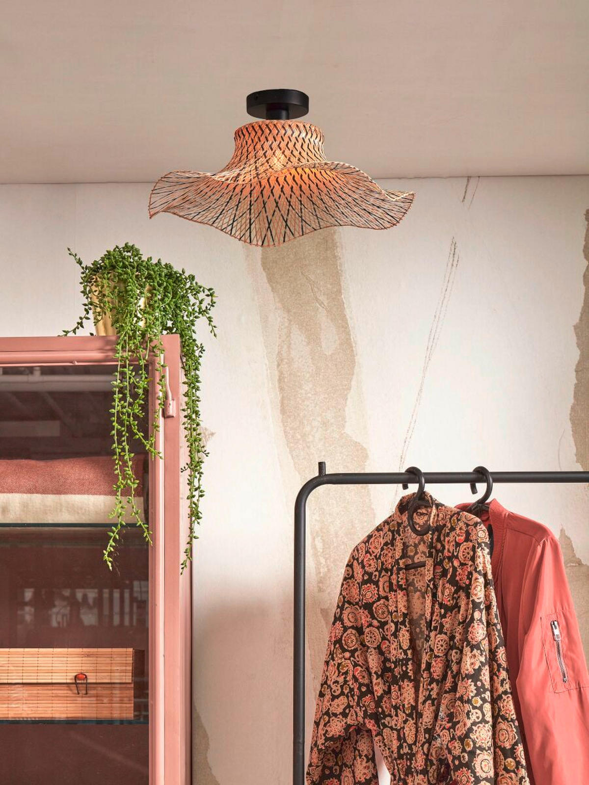 TAKLAMPA GOOD&MOJO  50/50/15 cm  - svart/naturfärgad, Trend (50/50/15cm) - Good & Mojo