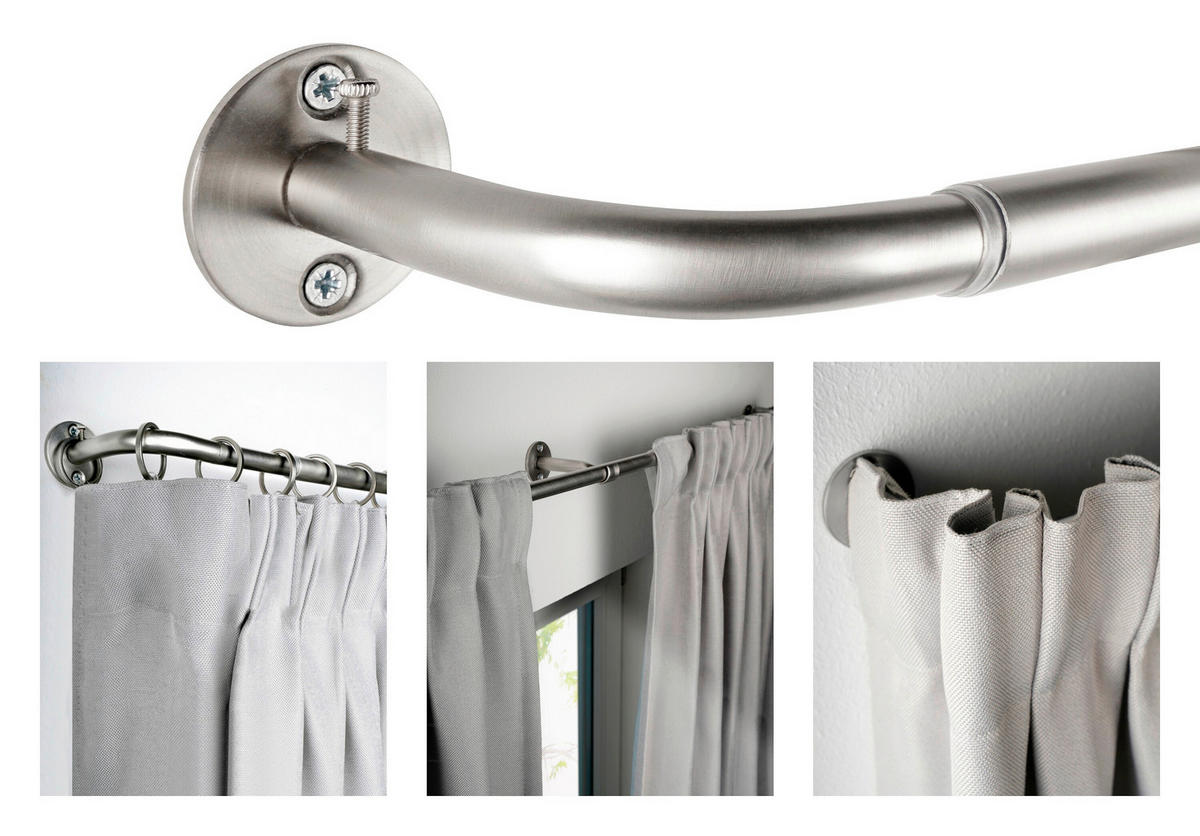 VORHANGSTANGENSET  120 cm  - Grau Hochglanz, Design, Metall (120cm)