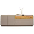 LOWBOARD Taupe, Eichefarben  207/69/42 cm  - Taupe/Eichefarben, Design, Glas/Holz (207/69/42cm) - Novel