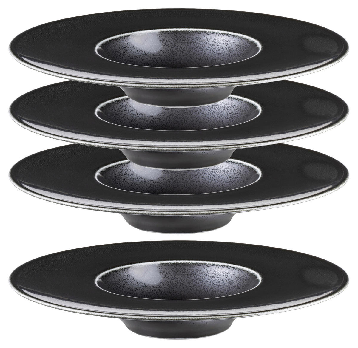 TELLERSET Angry 4-teilig  - Schwarz, Trend, Keramik (25cm) - Mäser