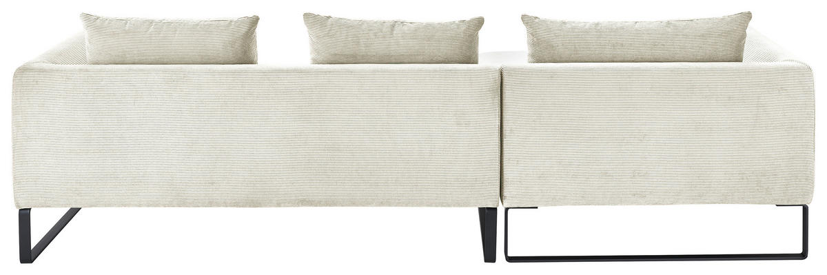ECKSOFA in Cord Weiss  - Weiss/Schwarz, Konventionell, Textil/Metall (178/284cm) - Hom`in