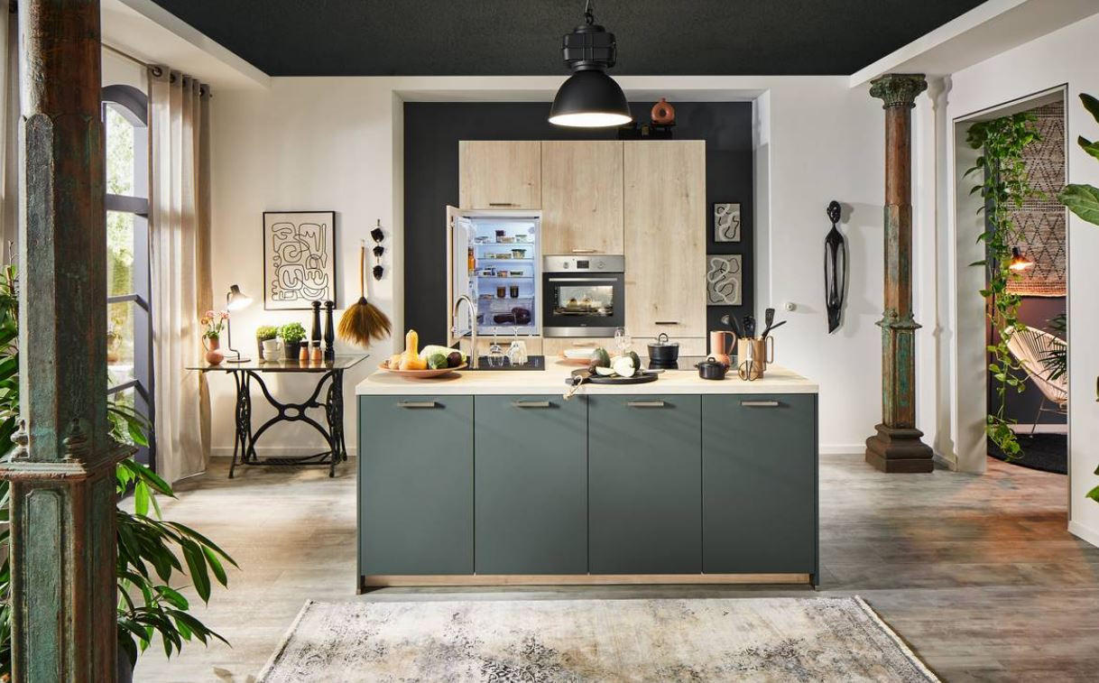 BEÉPÍTHETŐ KONYHA - sötétzöld, Design, faalapú anyag - Celina