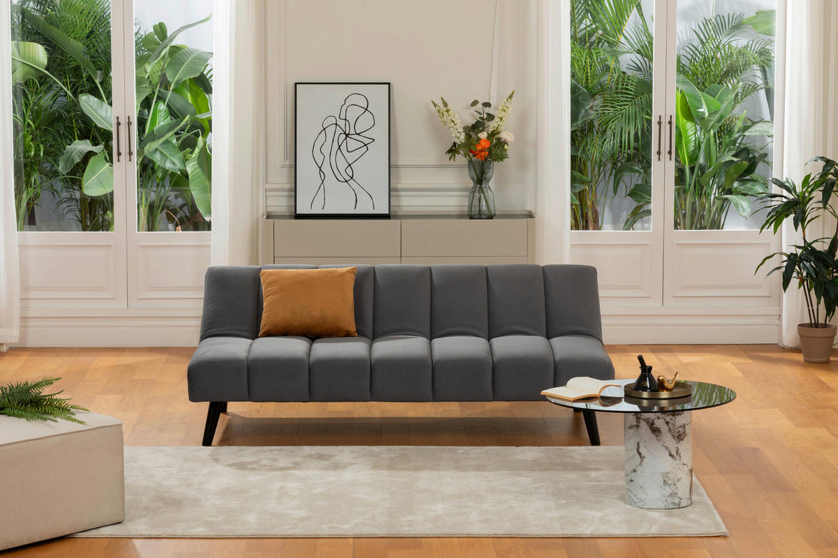 JUGEND- UND KINDERSOFA Flanell Dunkelgrau  - Dunkelgrau/Schwarz, MODERN, Holz/Textil (180/81/93cm) - P & B