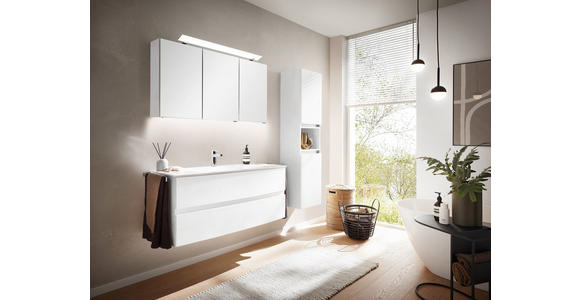 BADEZIMMER  in 121,2 cm  - Weiß Hochglanz/Weiß, Design, Glas/Holzwerkstoff (121,2cm) - Novel