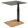 BEISTELLTISCH in Holz, Metall, Glas 55/47/47-65 cm  - Eichefarben/Schwarz, Natur, Glas/Holz (55/47/47-65cm) - Novel