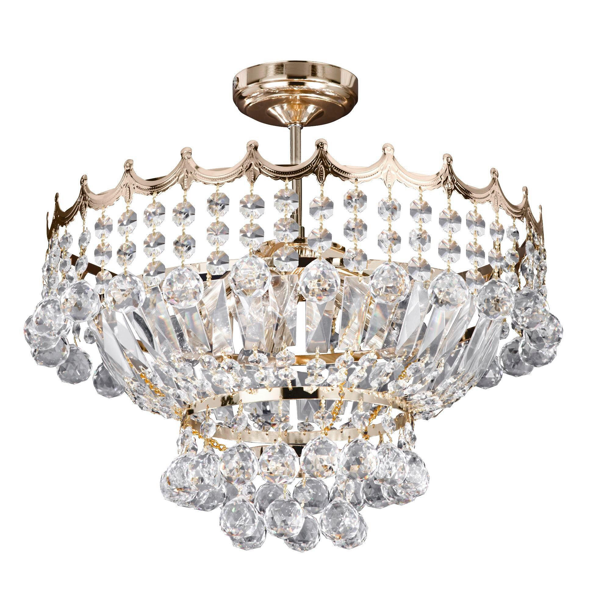 KRONLEUCHTER Versailles 42/44 cm   - Goldfarben, Design, Glas/Metall (42/44cm) - Searchlight