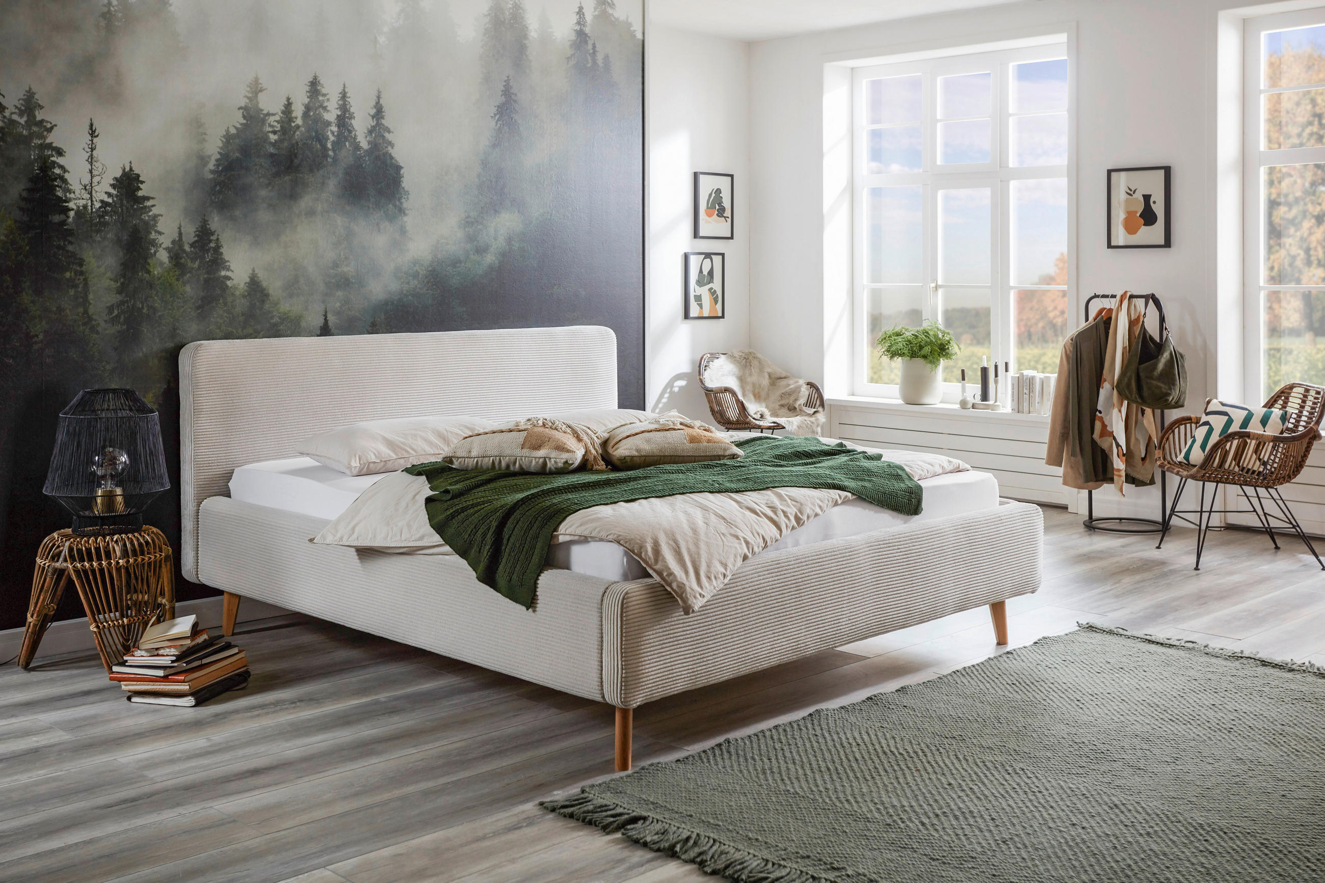 POLSTERBETT 180/200 cm  in Beige  - Eichefarben/Birkefarben, Design, Holz/Textil (180/200cm) - Xora