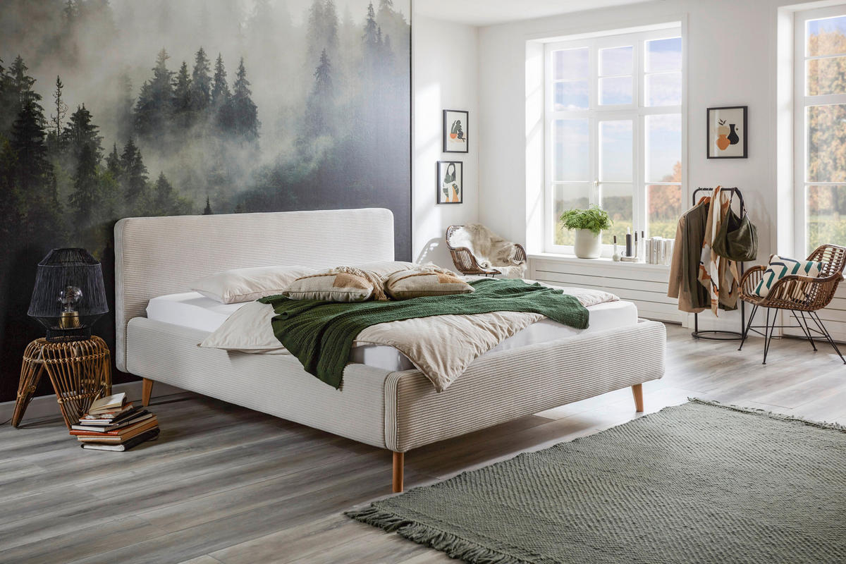 POLSTERBETT Bettkasten, Lattenroste, Matratzen 180/200 cm  in Beige  - Eichefarben/Birkefarben, Design, Holz/Textil (180/200cm) - Xora
