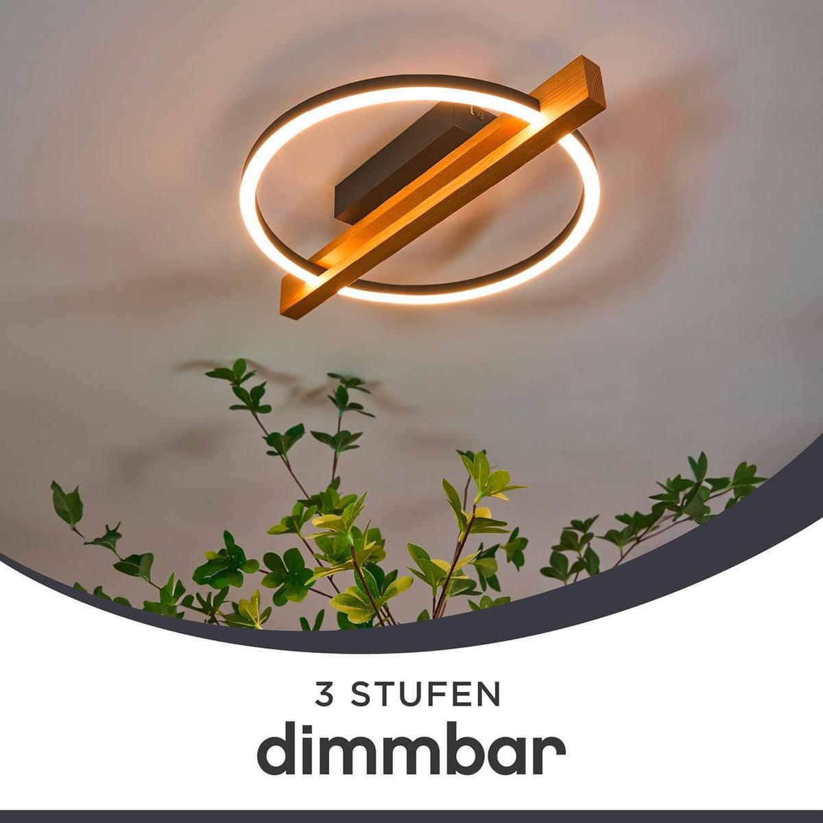 LED-DECKENLEUCHTE Tovak 39/30/7.5 cm   - Natur, Holz (39/30/7.5cm)
