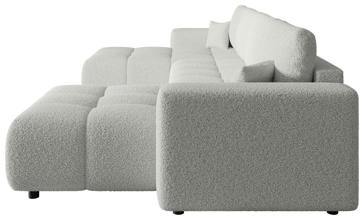 WOHNLANDSCHAFT Weiß Bouclé  - Schwarz/Weiß, MODERN, Kunststoff/Textil (190/380/190cm) - Carryhome
