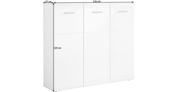 SCHUHSCHRANK 134/120/36 cm  - Silberfarben/Weiß, Design, Holzwerkstoff/Kunststoff (134/120/36cm) - Carryhome