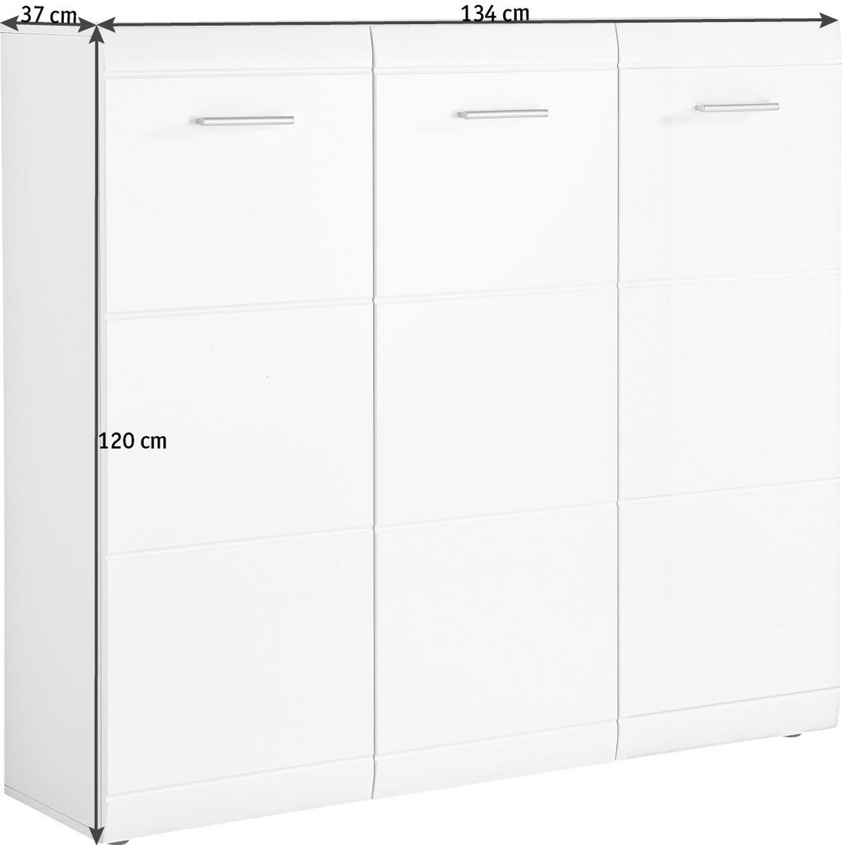 SCHUHSCHRANK Weiß  - Silberfarben/Weiß, Design, Holzwerkstoff/Kunststoff (134/120/36cm) - Carryhome