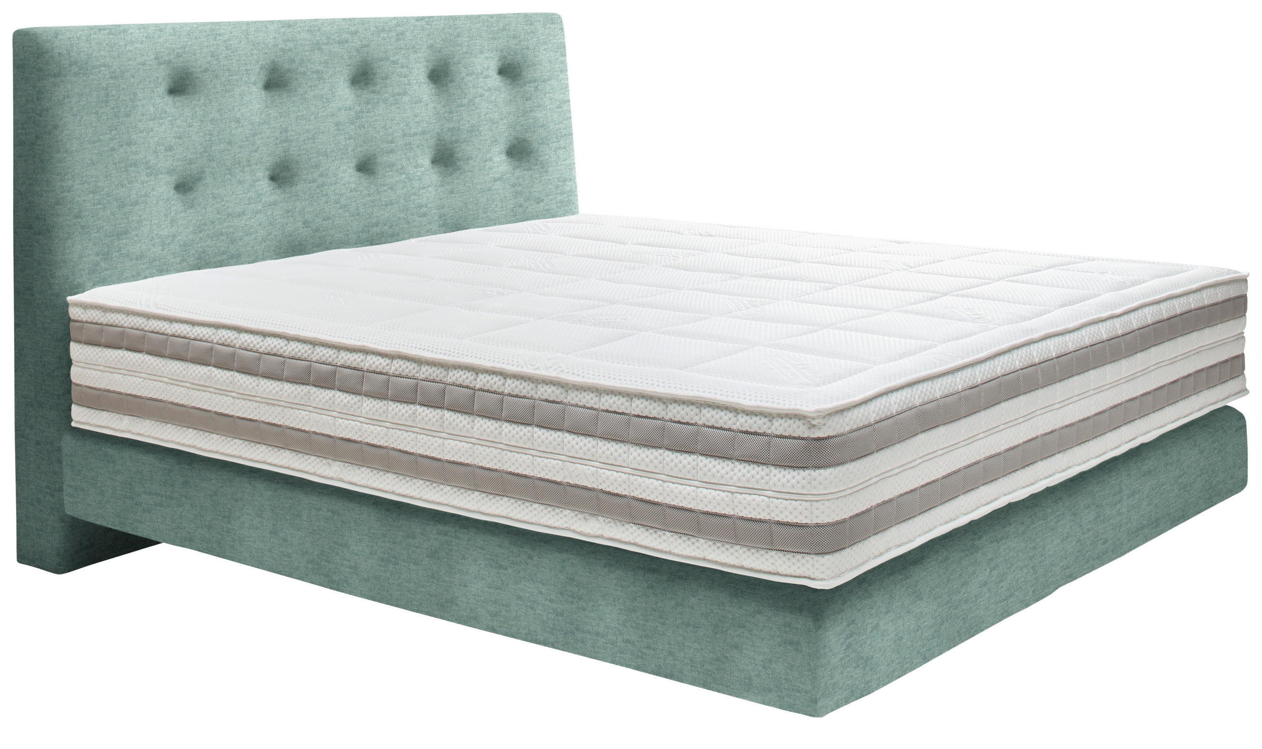 BOXSPRINGBETT 160/200 cm  in Türkis  - Türkis, KONVENTIONELL, Holz/Textil (160/200cm) - Dieter Knoll