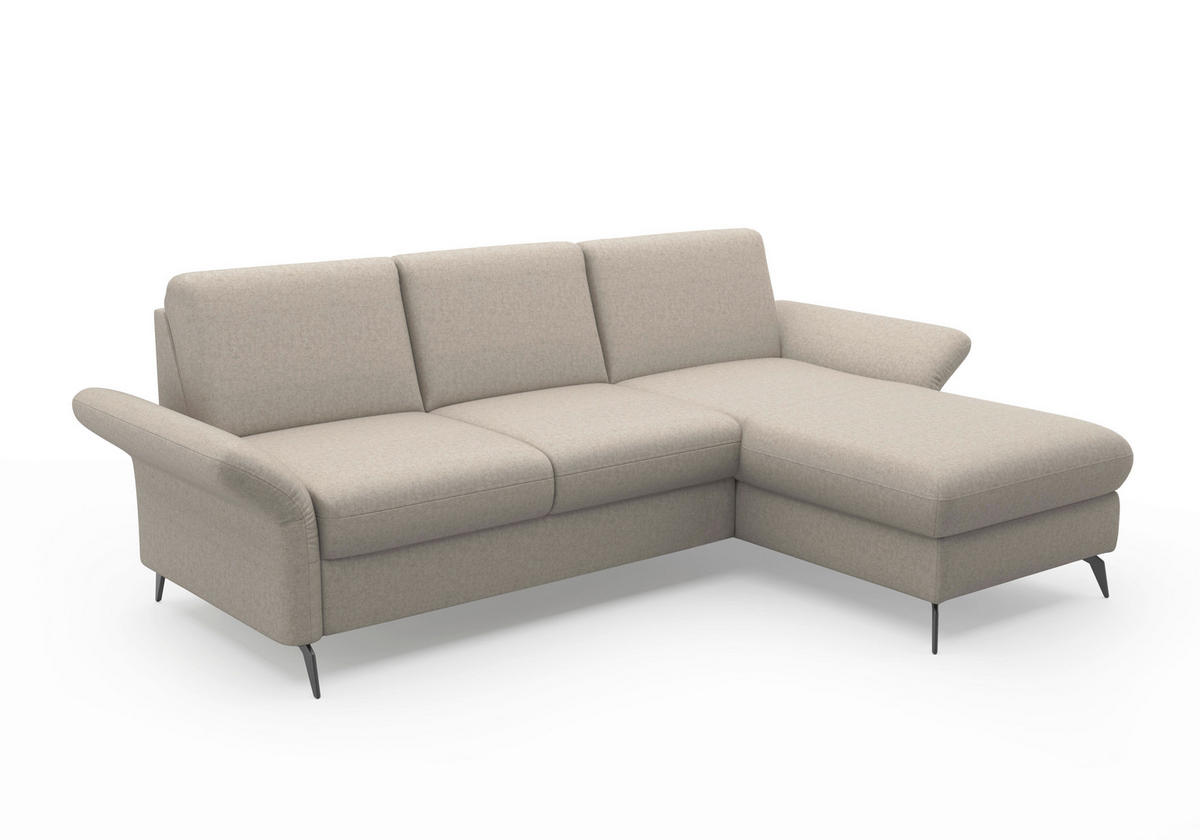 ECKSOFA in Flachgewebe Taupe  251/164 cm  - Taupe/Schwarz, KONVENTIONELL, Textil/Metall (251/164cm) - Sit & More