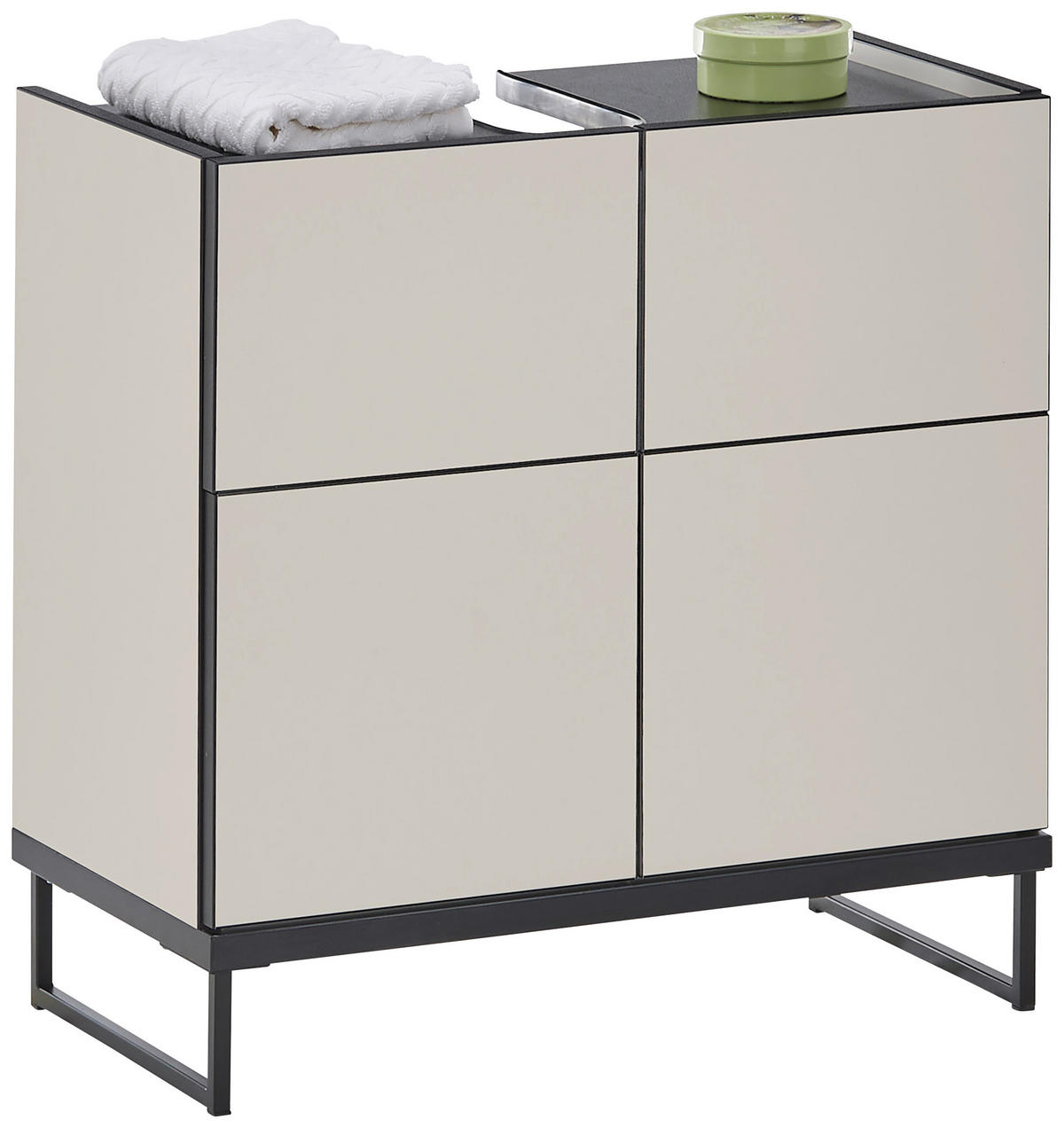 WASCHBECKENUNTERSCHRANK 60/59,4/31 cm  - Kaschmir/Schwarz, Basics, Holzwerkstoff/Metall (60/59,4/31cm) - MID.YOU