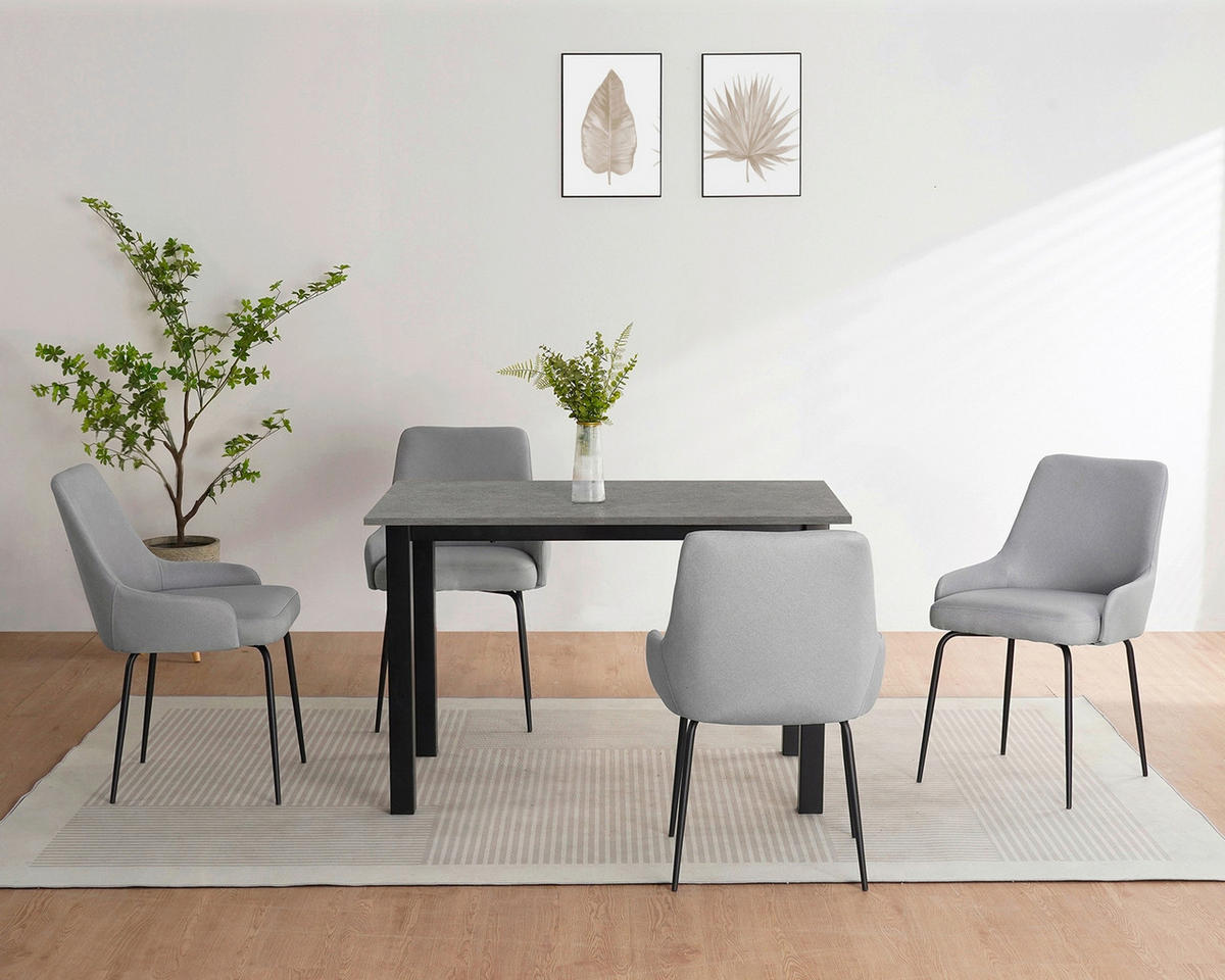 ESSTISCH 120/80/76 cm Nachbildung  Metall, Holzwerkstoff gastro- und objekttauglich rechteckig Grau  - Schwarz/Grau, MODERN, Holzwerkstoff/Metall (120/80/76cm) - MID.YOU