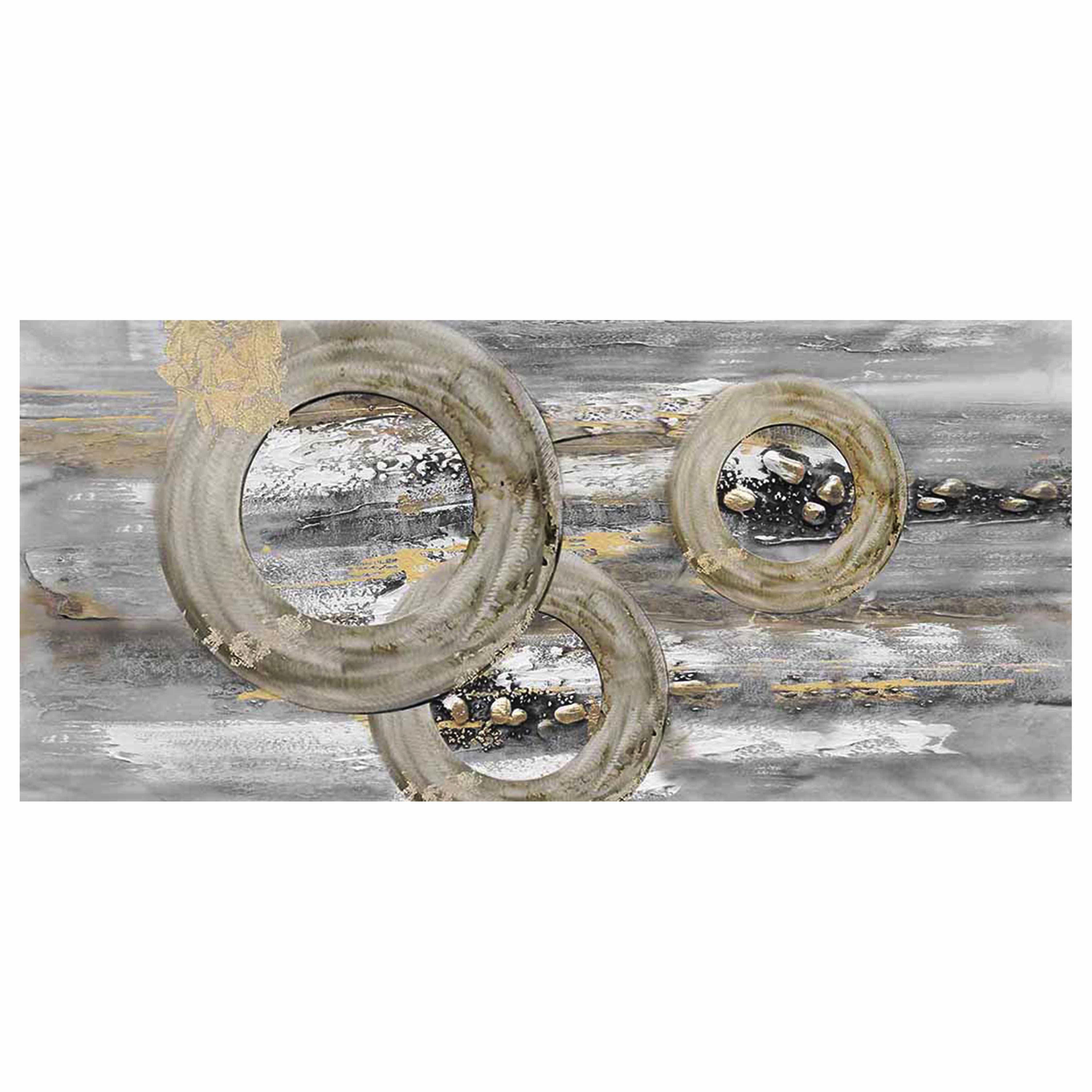 Wandbild MIRROR CIRCLES Spiegel Kreise silber aus Metall Glas Forman Wanddeko