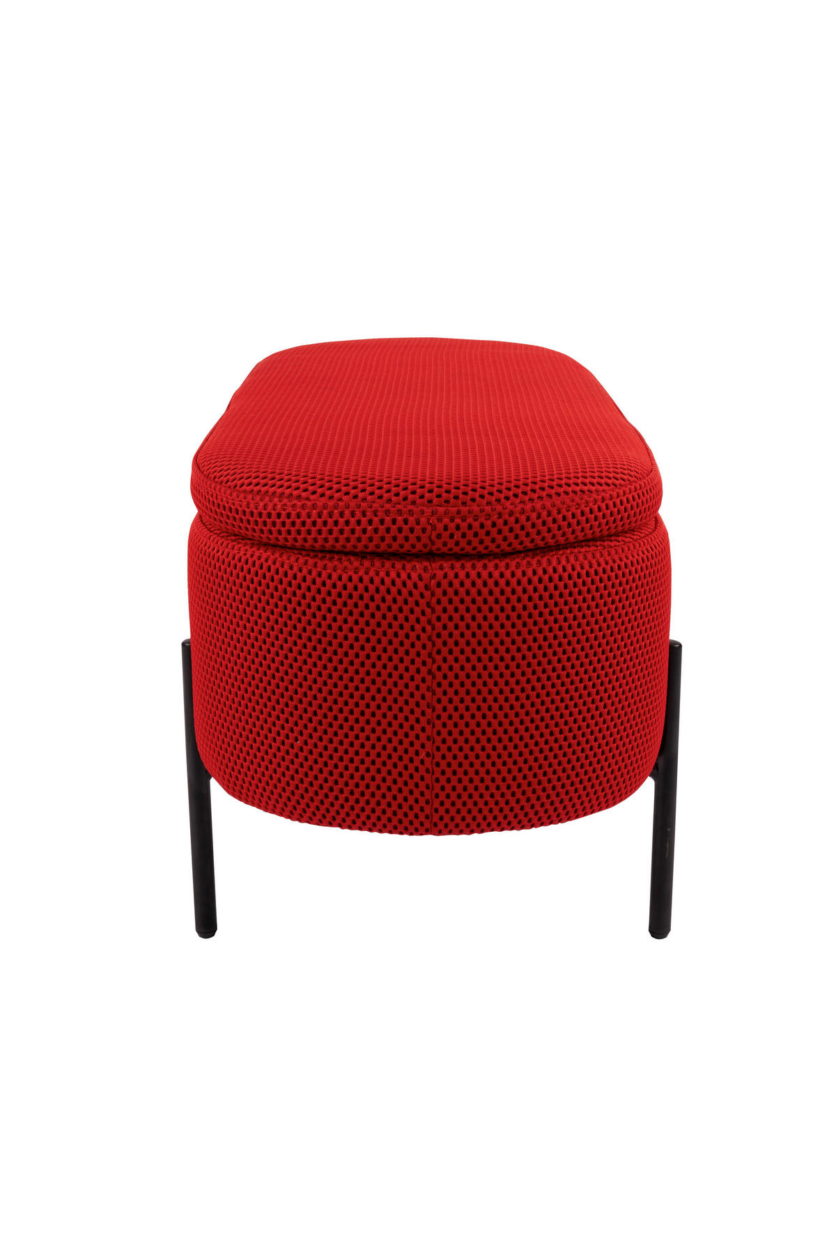 HOCKERBANK in Metall, Textil Rot, Schwarz  - Rot/Schwarz, Design, Textil/Metall (95/43/36cm)