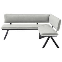 ECKBANK in Metall, Textil Creme, Schwarz  - Creme/Schwarz, Modern, Textil/Metall (180/140cm) - Cantus