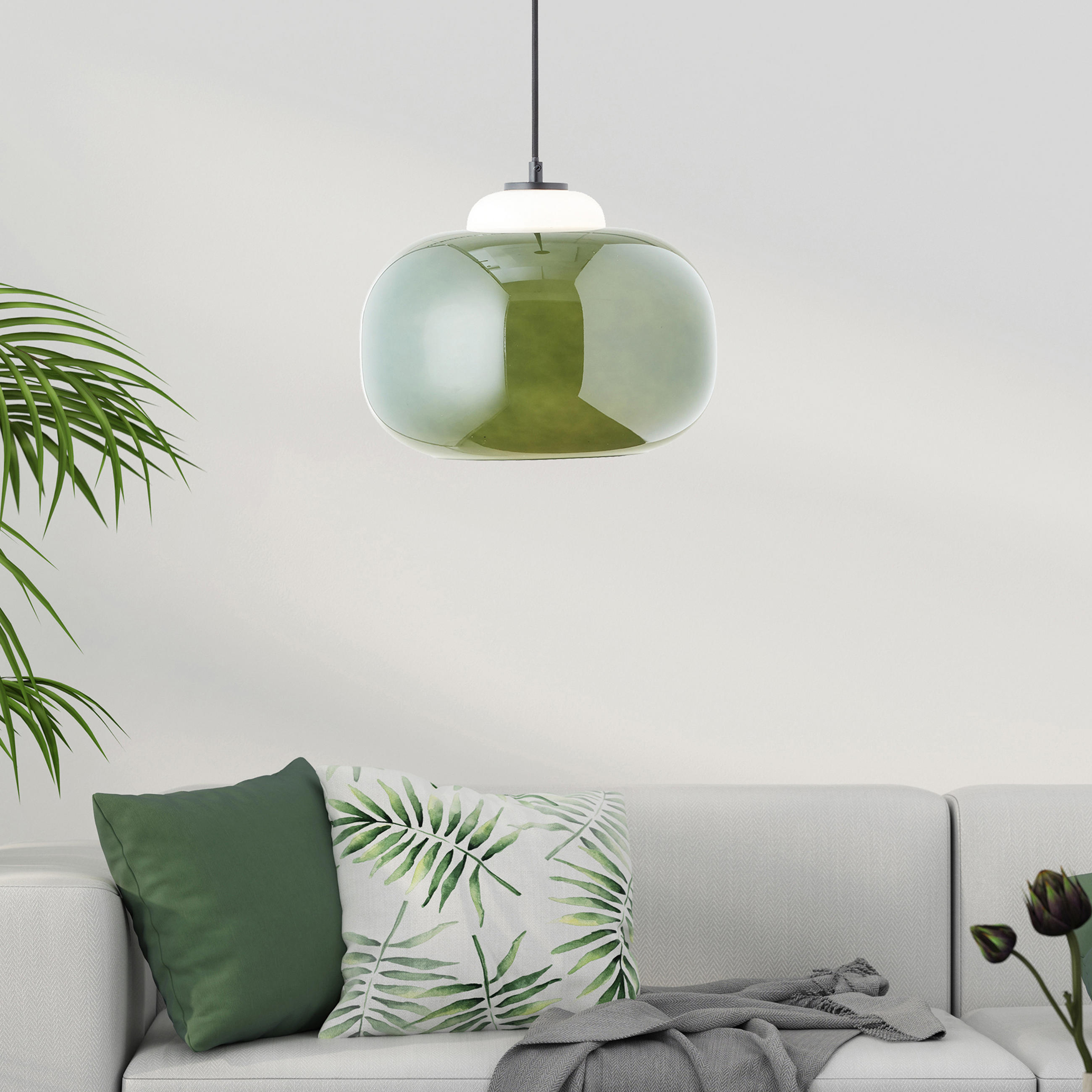 PENDELLEUCHTE 30/128,5 cm  - Grün, Design, Glas/Metall (30/128,5cm) - Brilliant