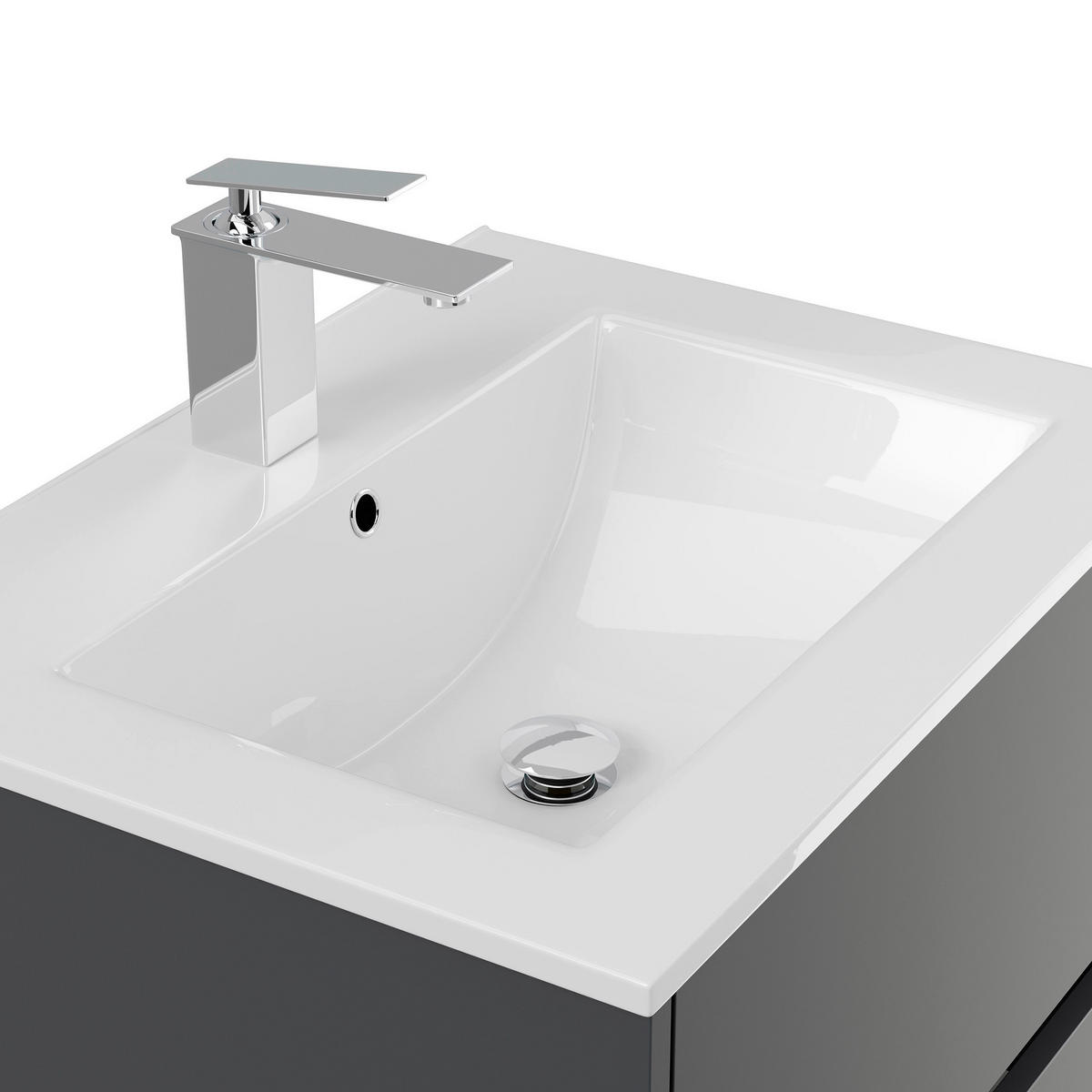 BADEZIMMER 2-teilig  in 60 cm  - Graphitfarben/Weiß, Basics, Keramik/Holzwerkstoff (60cm) - MID.YOU