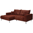 ECKSOFA in Cord Kupferfarben  - Schwarz/Kupferfarben, KONVENTIONELL, Textil/Metall (185/250cm) - Carryhome