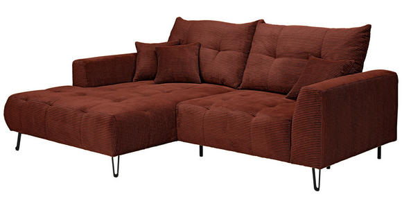 ECKSOFA in Cord Kupferfarben  - Schwarz/Kupferfarben, KONVENTIONELL, Textil/Metall (185/250cm) - Carryhome