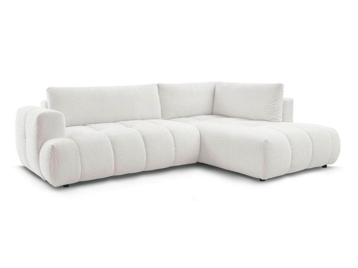 ECKSCHLAFSOFA FUJI Bouclé Weiß  inkl.  - Schwarz/Weiß, MODERN, Kunststoff/Textil (282/204cm)