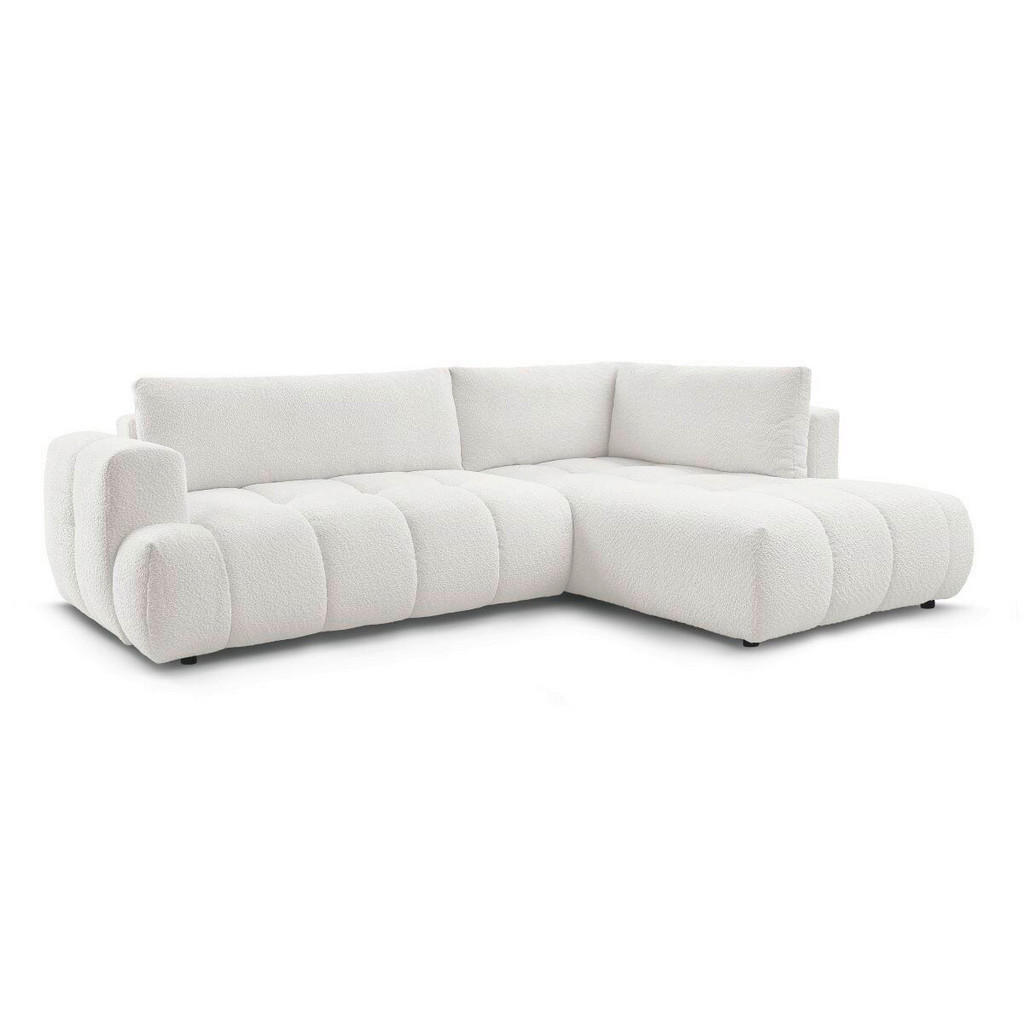 Thumbnail - Eckschlafsofa Fuji, Weiß, Textil, Buche, Kiefer, 4-Sitzer, Füllung: Komfortschaum, 282x204 cm, Rücken echt, Armteil link...