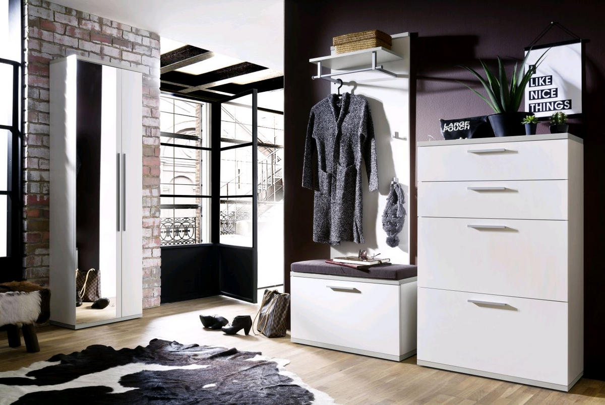 SCHUHSCHRANK  in 81/129/35 cm  - Silberfarben/Schwarz, Design, Holzwerkstoff/Kunststoff (81/129/35cm) - Moderano