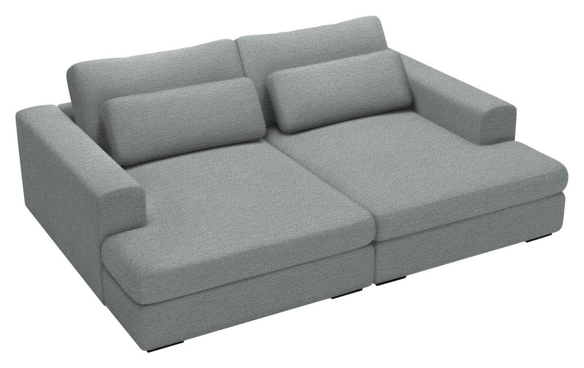 BIGSOFA in Chenille Hellgrau  - Hellgrau/Schwarz, Design, Textil (223/80/158cm) - Lomoco