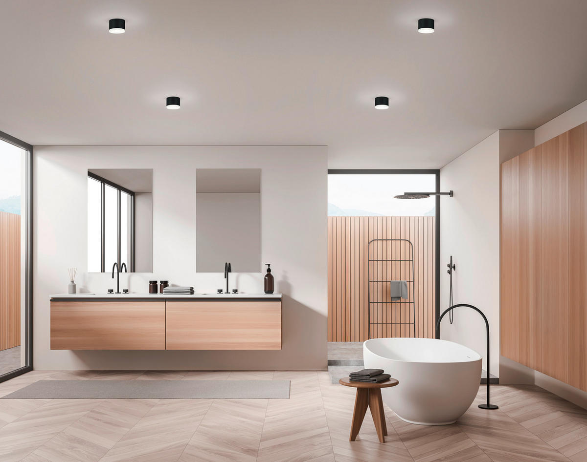 LED-BADEZIMMER-DECKENLEUCHTE Pala 10/7 cm   - Schwarz, KONVENTIONELL, Kunststoff/Metall (10/7cm) - Helestra