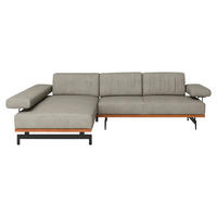 ECKSOFA 24/7 in Echtleder Nussbaumfarben, Hellgrau  - Anthrazit/Nussbaumfarben, Design, Leder/Holz (237/295cm) - Joop!