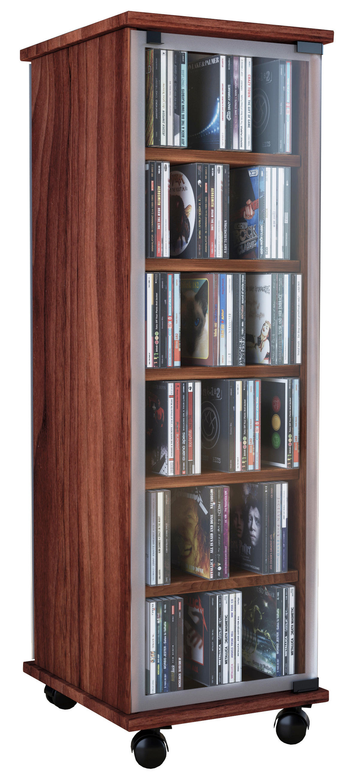 CD-Regal in Nussbaumfarbe - Nussbaumfarben, Konventionell, Glas/Holzwerkstoff (31/97,5/35cm) - MID.YOU