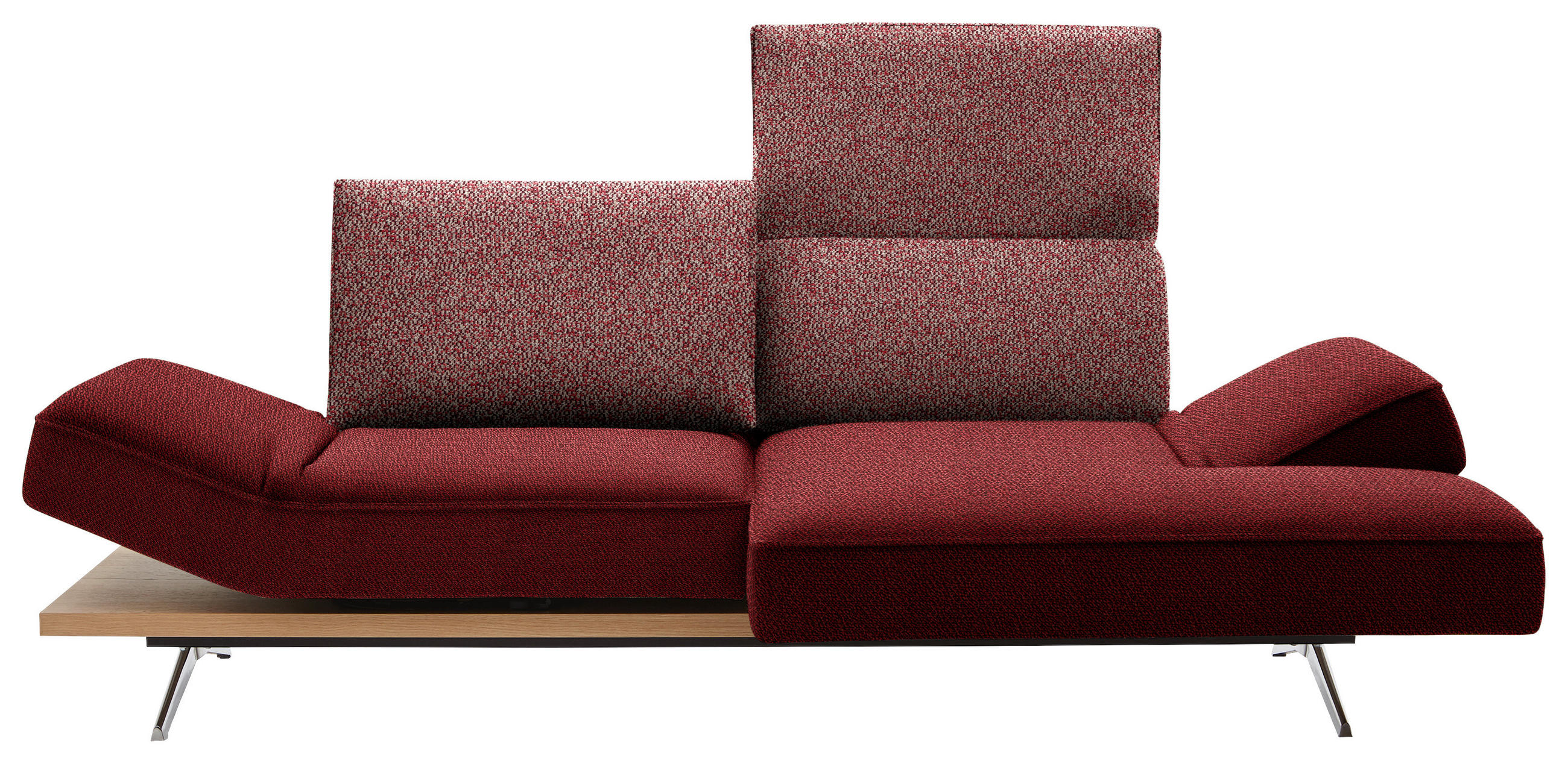 ECKSOFA in Flachgewebe Rot  240/132 cm  - Chromfarben/Rot, Design, Holz/Textil (240/132cm) - Koinor