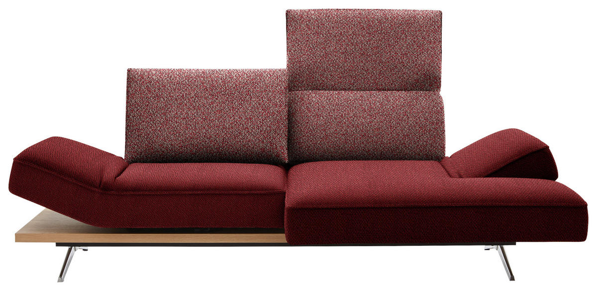 ECKSOFA Flachgewebe Rot  - Chromfarben/Rot, Design, Holz/Textil (240/132cm) - Koinor