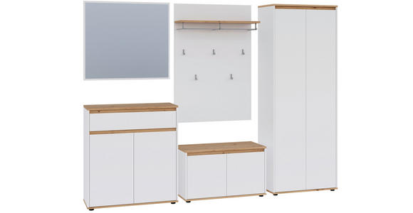 GARDEROBE  in 263,5/193/41,4 cm  - Weiß/Eiche Artisan, MODERN, Holzwerkstoff (263,5/193/41,4cm) - Carryhome