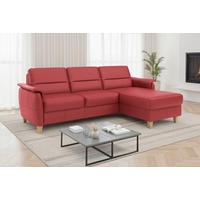 ROHOVÁ SEDAČKA, koža, červená - farba duba/červená, Basics, koža/drevo (244/163cm) - Sit & More