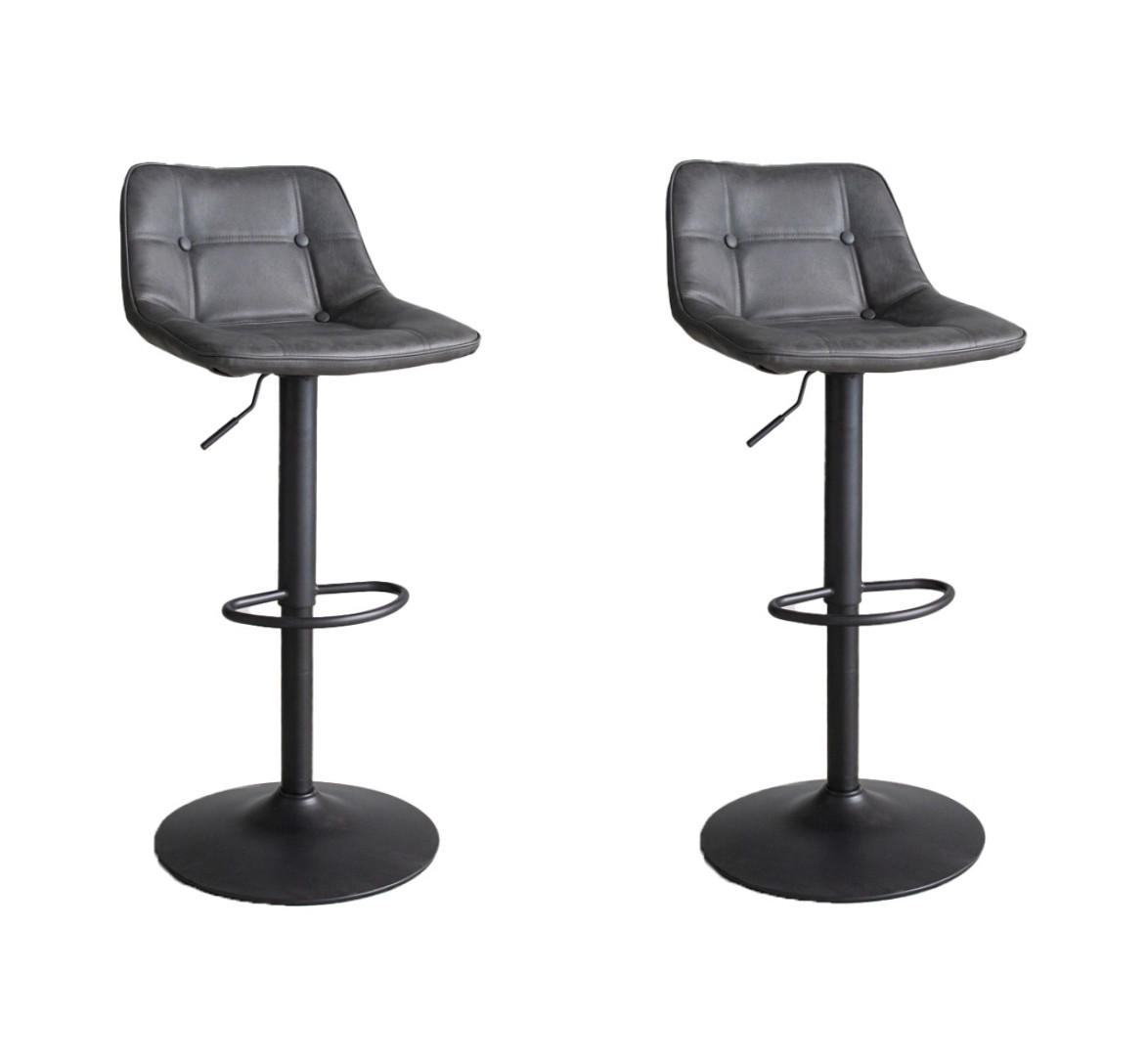 BARHOCKER-SET Lederlook Anthrazit Sitzfläche 360° drehbar  - Anthrazit/Schwarz, MODERN, Textil/Metall (47/87/45cm) - MID.YOU