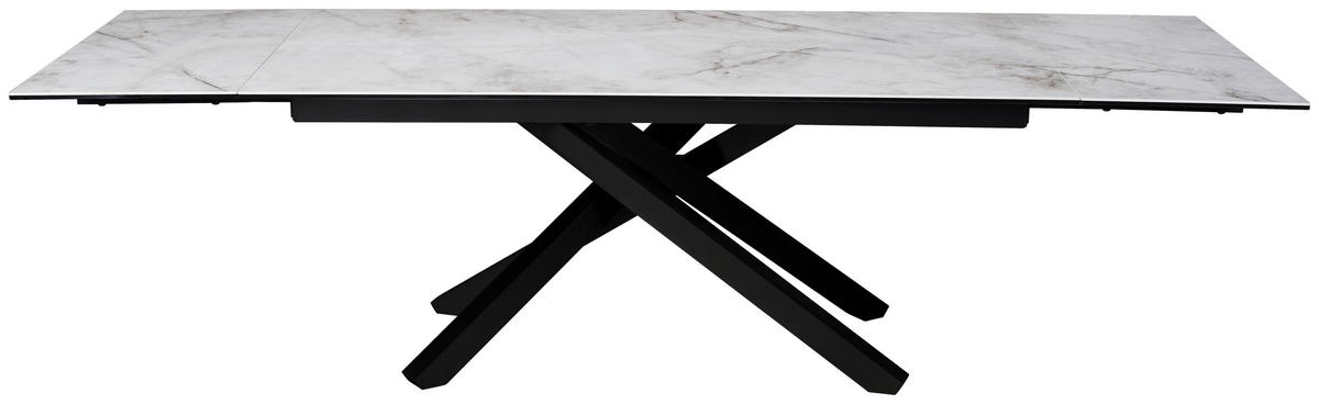 MATBORD svart, vit rektangulär  utdragbar  - vit/svart, Design, metall/glas (180-280/76/98cm) - Novel